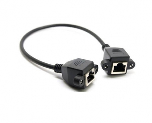 RJ45母對母延長線五類網線0.3M帶耳朵
