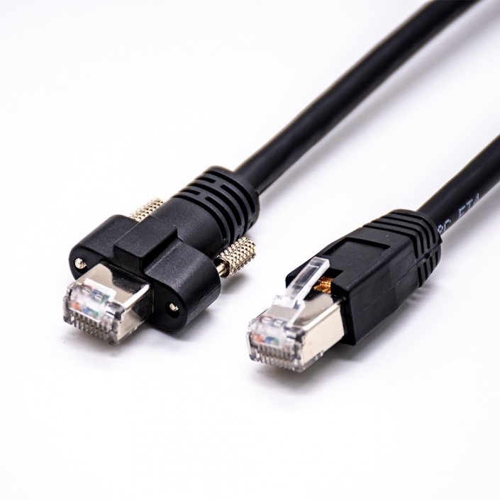 RJ45電纜8p8c公頭到公頭直式注塑電纜帶螺絲鎖長1米 RJ45電纜8p8c公頭到公頭直式注塑電纜帶螺絲鎖長1米