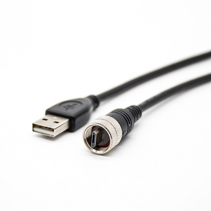 IP67MicroUSB連接器5芯B型公頭M12螺紋轉(zhuǎn)USBtypeA公頭兩頭注塑線長1米 IP67MicroUSB連接器5芯B型公頭M12螺紋轉(zhuǎn)USBtypeA公頭兩頭注塑線長1米