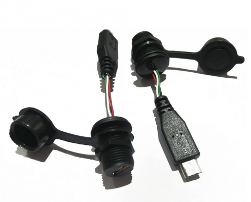 注塑線MicroUSB5芯母插座M12螺紋轉(zhuǎn)公頭IP67注塑線不帶皮