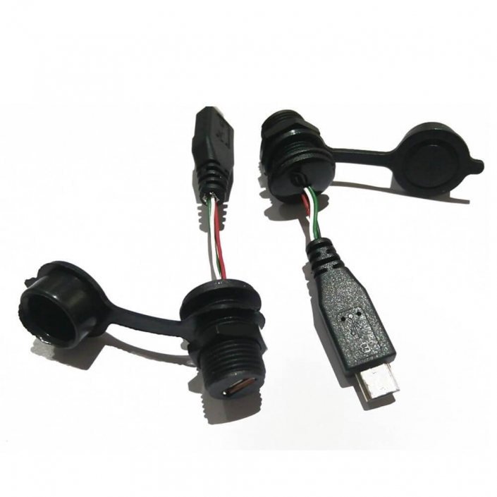 注塑線MicroUSB5芯母插座M12螺紋轉公頭IP67注塑線不帶皮 注塑線MicroUSB5芯母插座M12螺紋轉公頭IP67注塑線不帶皮