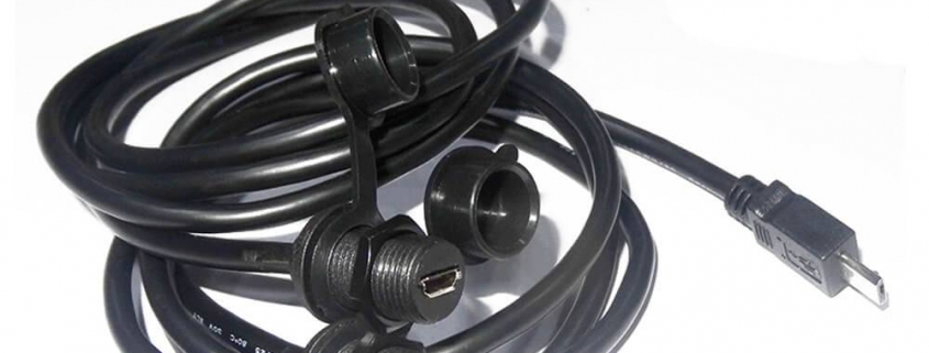 母防水MicroUSB5芯螺紋M12-1.0轉(zhuǎn)MicroUSB5芯公頭線長1米
