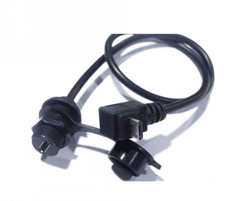 MicroUSB5芯母防水M12-1.0轉公上彎頭接0.5米連接線兩頭注塑
